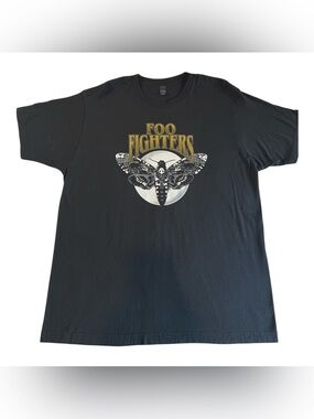 Tultex Foo Fighters Black Graphic Tee with Gold and White Print - Size XL
